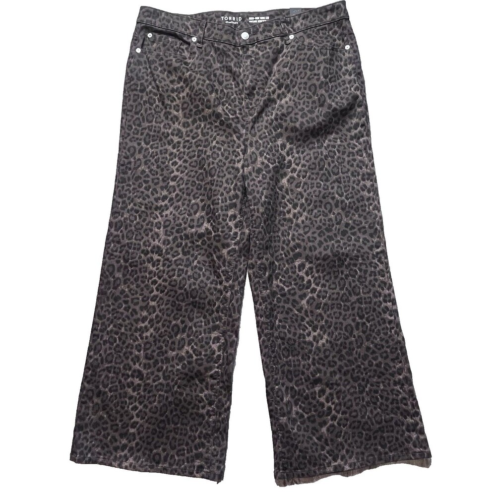 torrid Black and Brown Leopard Wide Leg Jeans